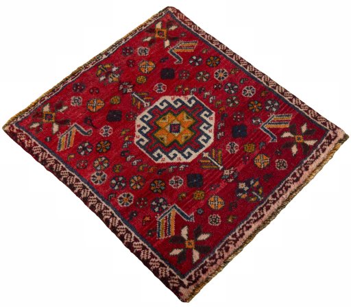 Close-up detail of 2000s Shiraz rug from Iran / Persia showing Wool weave