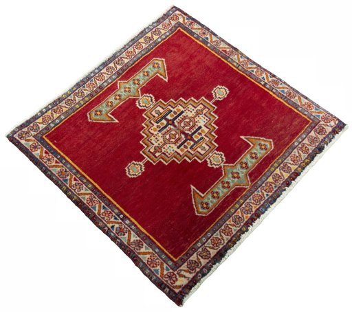 Close-up detail of 2000s Shiraz rug from Iran / Persia showing Wool weave