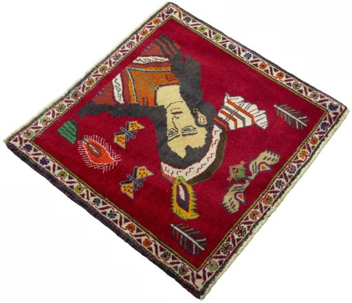 Close-up detail of 2000s Shiraz rug from Iran / Persia showing Wool weave