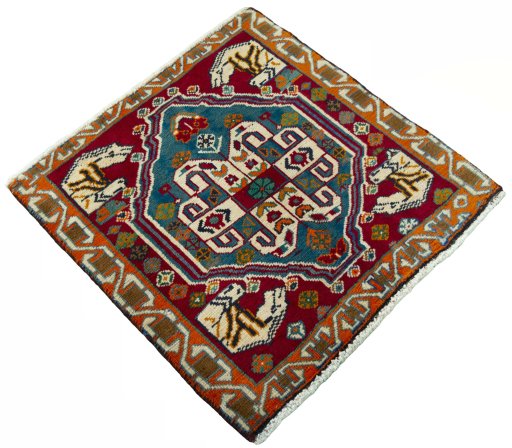 Close-up detail of 2000s Shiraz rug from Iran / Persia showing Wool weave