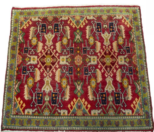 Surface texture of 2000s Shiraz rug with natural Wool and intricate pattern