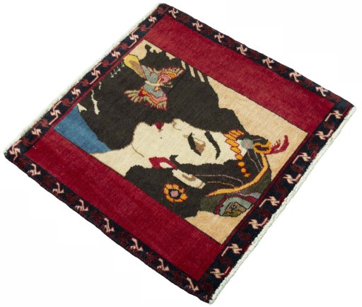 Close-up detail of 2000s Shiraz rug from Iran / Persia showing Wool weave
