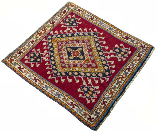 Close-up detail of 2000s Shiraz rug from Iran / Persia showing Wool weave
