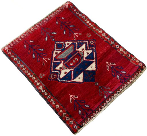 Close-up detail of 2000s Shiraz rug from Iran / Persia showing Wool weave