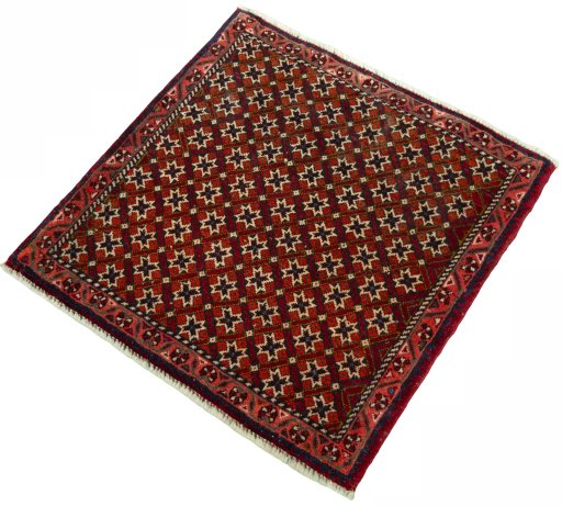 Corner detail of 2000s Shiraz rug showing border pattern and Wool pile