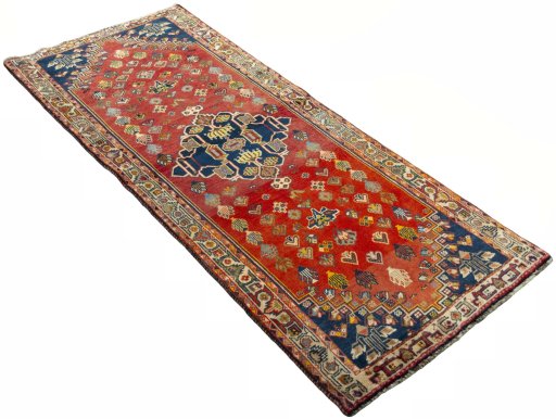 Close-up detail of 2000s Shiraz rug from Iran / Persia showing Wool weave
