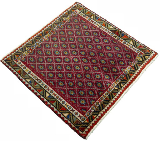 Close-up detail of 2000s Shiraz rug from Iran / Persia showing Wool weave