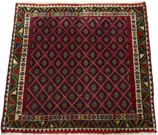 Surface texture of 2000s Shiraz rug with natural Wool and intricate pattern