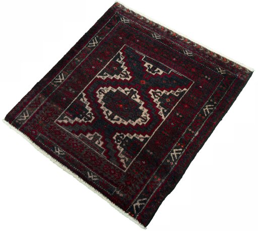 Corner detail of 2000s Shiraz rug showing border pattern and Wool pile