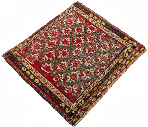 Close-up detail of 2000s Shiraz rug from Iran / Persia showing Wool weave