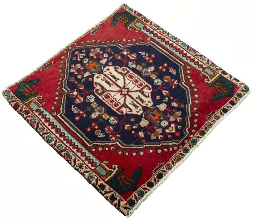 Close-up detail of 2000s Shiraz rug from Iran / Persia showing Wool weave