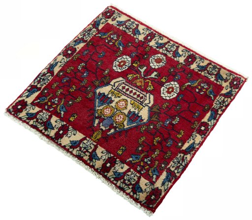 Corner detail of 2000s Shiraz rug showing border pattern and Wool pile