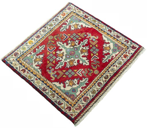 Close-up detail of 2000s Shiraz rug from Iran / Persia showing Wool weave