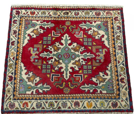 Surface texture of 2000s Shiraz rug with natural Wool and intricate pattern