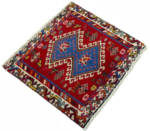 Close-up detail of 2000s Shiraz rug from Iran / Persia showing Wool weave