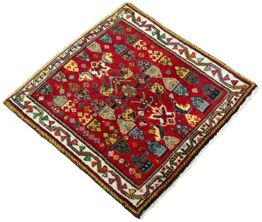 Close-up detail of 2000s Shiraz rug from Iran / Persia showing Wool weave