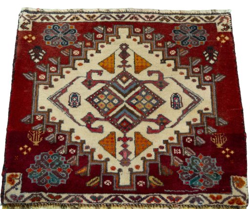 Surface texture of 2000s Shiraz rug with natural Wool and intricate pattern