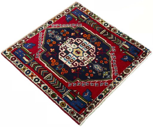 Close-up detail of 2000s Shiraz rug from Iran / Persia showing Wool weave