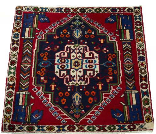 Surface texture of 2000s Shiraz rug with natural Wool and intricate pattern