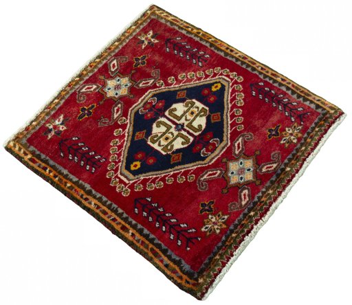 Close-up detail of 2000s Shiraz rug from Iran / Persia showing Wool weave