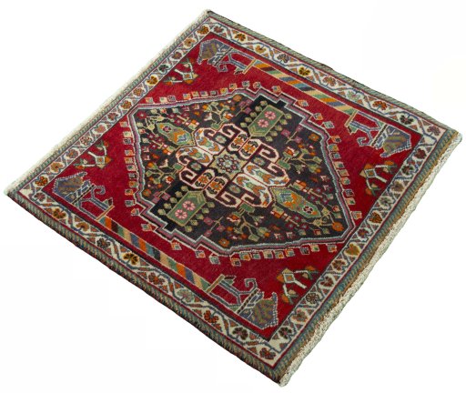 Close-up detail of 2000s Shiraz rug from Iran / Persia showing Wool weave