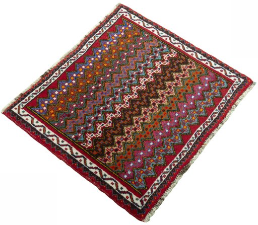 Close-up detail of 1970s Shiraz rug from Iran / Persia showing Wool weave