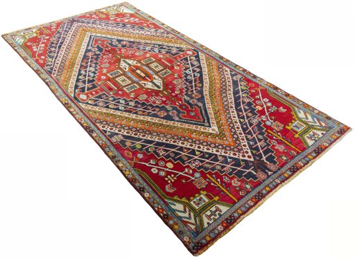 Close-up detail of 1970s Shiraz rug from Iran / Persia showing Wool weave