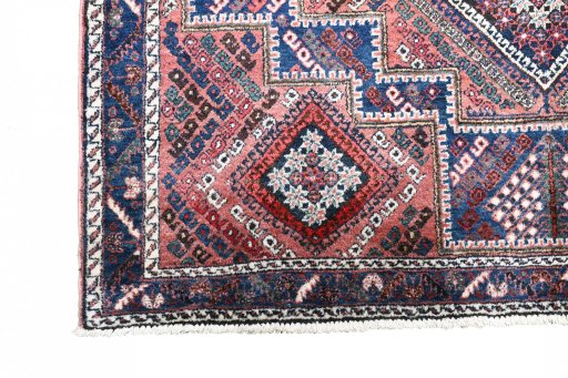 Corner detail of 1970s Sirjan rug showing border pattern and Wool pile