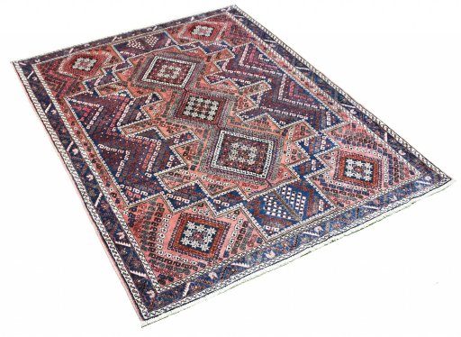 Corner detail of 1970s Sirjan rug showing border pattern and Wool pile