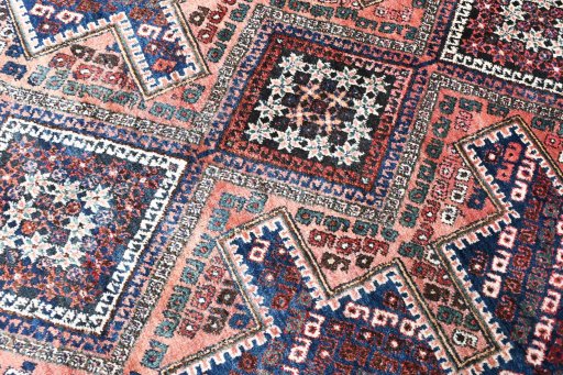 Close-up detail of 1970s Sirjan rug from Iran / Persia showing Wool weave