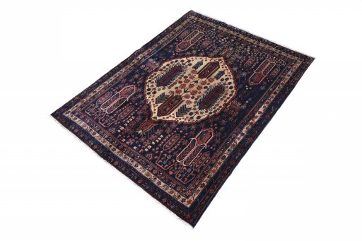 Corner detail of 2000s Sirjan rug showing border pattern and Wool pile