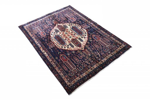 Close-up detail of 2000s Sirjan rug from Iran / Persia showing Wool weave
