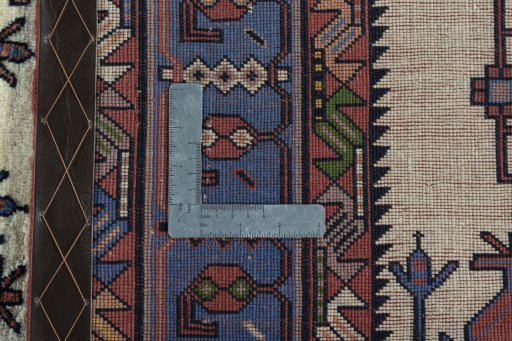 Close-up detail of New Sirjan rug from Iran / Persia showing Wool weave