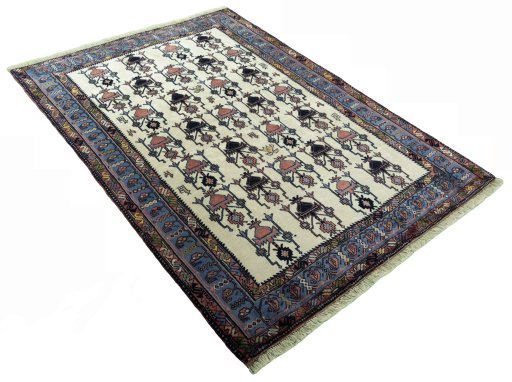 Close-up detail of New Sirjan rug from Iran / Persia showing Wool weave