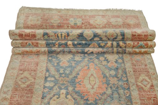 Full view of New Sultanabad rug from Afghanistan, 394 × 101 cm in Blue tones