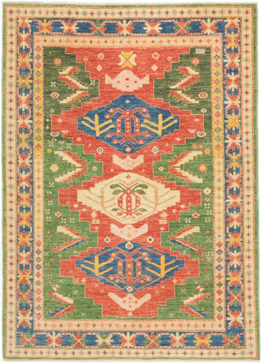 Full view of New Sultanabad rug from Afghanistan, 210 × 151 cm in Multi Color tones
