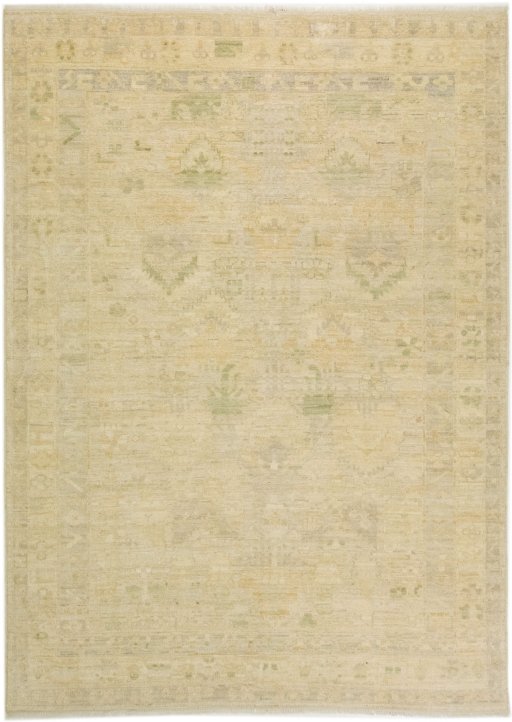 Full view of New Sultanabad rug from Afghanistan, 237 × 173 cm in Beige tones