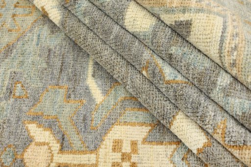 Full view of New Sultanabad rug from Iran / Persia, 311 × 257 cm in Gray tones