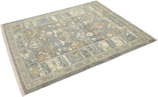 Corner detail of New Sultanabad rug showing border pattern and Wool pile