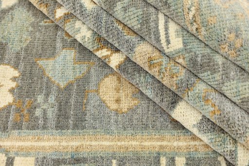 Full view of New Sultanabad rug from Iran / Persia, 246 × 204 cm in Gray tones