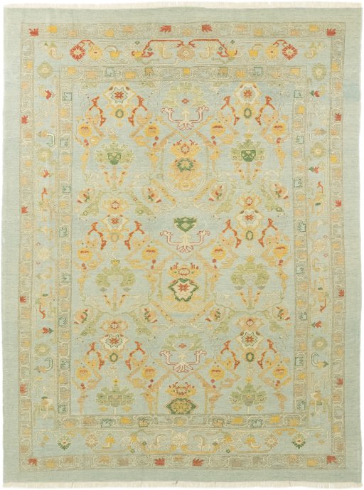 Full view of New Sultanabad rug from Afghanistan, 354 × 273 cm in Blue tones