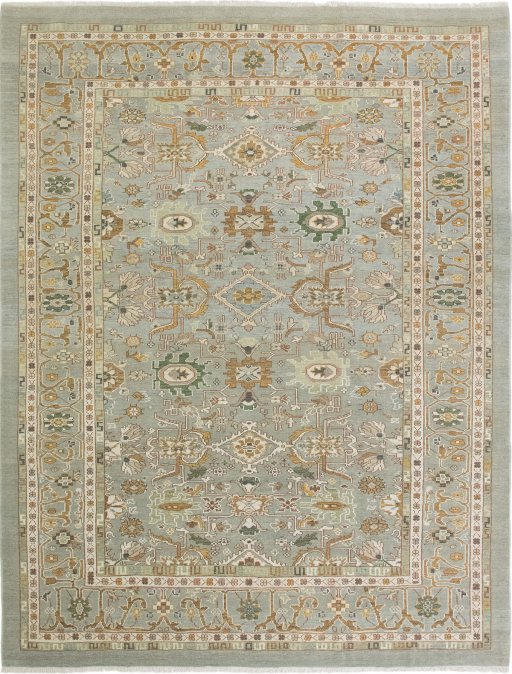 Full view of New Sultanabad rug from Afghanistan, 362 × 280 cm in Gray tones