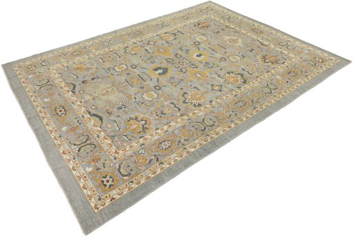 Corner detail of New Sultanabad rug showing border pattern and Wool pile