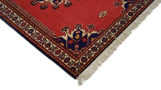 Surface texture of 1950s Tafresh rug with natural Wool and intricate pattern