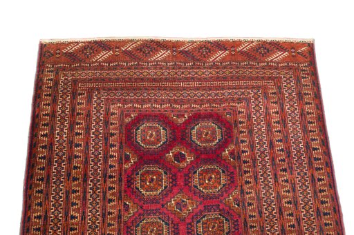 Surface texture of 1960s Torkaman rug with natural Wool and intricate pattern