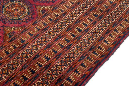 Central medallion detail of 1960s Torkaman rug from Uzbekistan