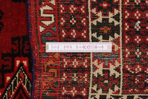 Full view of 1960s Torkaman rug from Iran / Persia, 162 × 114 cm in Dark red tones