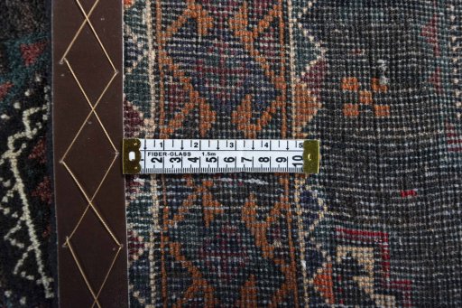 Close-up detail of 2000s Torkaman rug from Iran / Persia showing Wool weave