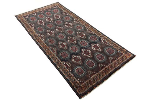 Close-up detail of 2000s Torkaman rug from Iran / Persia showing Wool weave