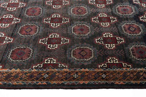 Close-up detail of 2000s Torkaman rug from Iran / Persia showing Wool weave